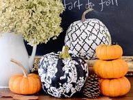 Decoupage Faux Pumpkins Thanksgiving Display