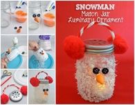 Snowman Luminaries Using Mason Jars