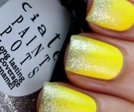 Neon yellow glittered nails