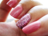 Glittery pink nails