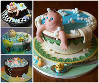 Bathtub baby shower cake