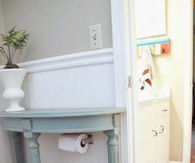Half table bathroom storage idea