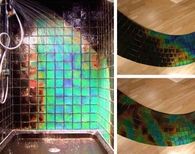 Heat sensitive tiles for showers