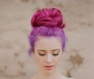 Pink and purple ombre hair bun