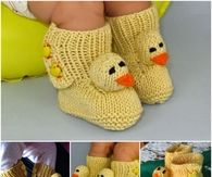 Chick Knitted Booties for Babies