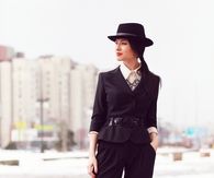 Dark Purple Pants & Blazer with Matching Hat