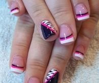 Cute Black, White & Hot Pink Nail Design