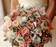 Calla Lilies & Peach Roses Bouquet