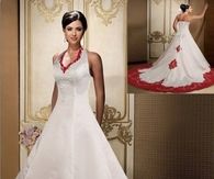 Red & White Christmas Wedding Gown