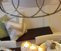 Sparkly Mercury Glass Candle Holders on a Gold Tray