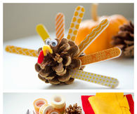 DIY Washi Pine Cone Turkeys