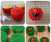 Making sesame street themed cupcakes for parties