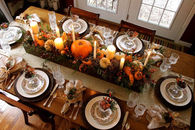 Thanksgiving Candles and Pumpkins Centerpiece