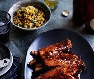 Glazed Lamb Ribs with Corn salad