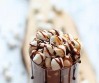 Delicious Hot Chocolate with Marshmallows and Caramel