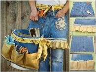 Making a garden apron using jeans