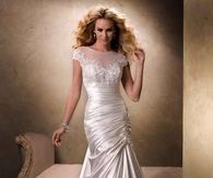 Silvery White Satin Wedding Gown