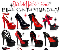 Starlet's Harlot's 12 Holiday Red & Black Platform Stilettos