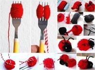 How to make a yarn pompom ladybug