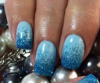 Blue Glitter Nails