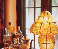 Beautiful Stained Glass Lamp & Silver Tea Set