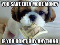 You save even more money if you don't buy anything!