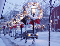 Christas Decorated City Street