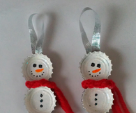 Bottle Cap Snowman Ornaments