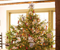 Full & Round Christmas Tree Decorated with Family Photos