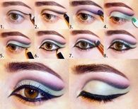 Lilac blue winged eye makeup
