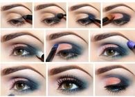 Blue coral evening eye makeup