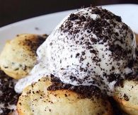 Fried oreos with cookies and cream
