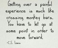 Getting over a painful experience is much like crossing monkey bars