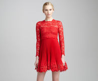 Red Valentino Dress with Pleated Skirt & Lace Top