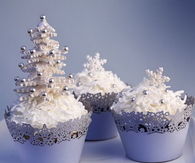 Beautiful Snowflake & Silver Christmas Tree Cupcakes