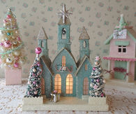 Shabby Chic Christmas Houses and Scrubber Tree