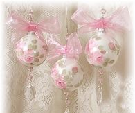 Pretty Pink Rose Christmas Ornaments