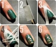 DIY Gold Christmas Tree Nails