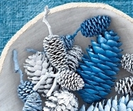 Blue Painted Pinecones