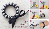 How to make a ribbon and pearl bracelet