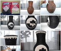 How to make a vase out of black and white beans