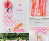 Baby shower theme using gold and pink colors