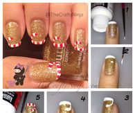 Candy Cane Gold Nails