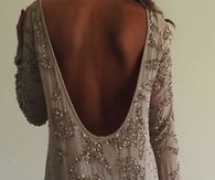 Short Longsleeve Sequined Low Back Party Dress
