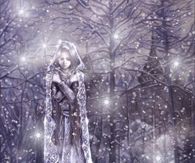 Women in Snow with Wolves