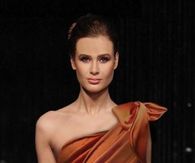 Beautiful Off Shoulder Burnt Orange Sequined Gown