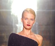 Purple & Black Gown with Ruffles & Glitter