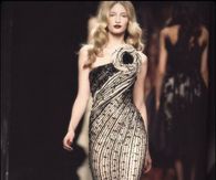 Off Shoulder Black and White Sequined Gown