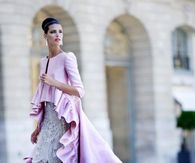 Beautiful Lavender Cape over White Sequined Dress