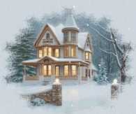 Victorian House in Winter Snow